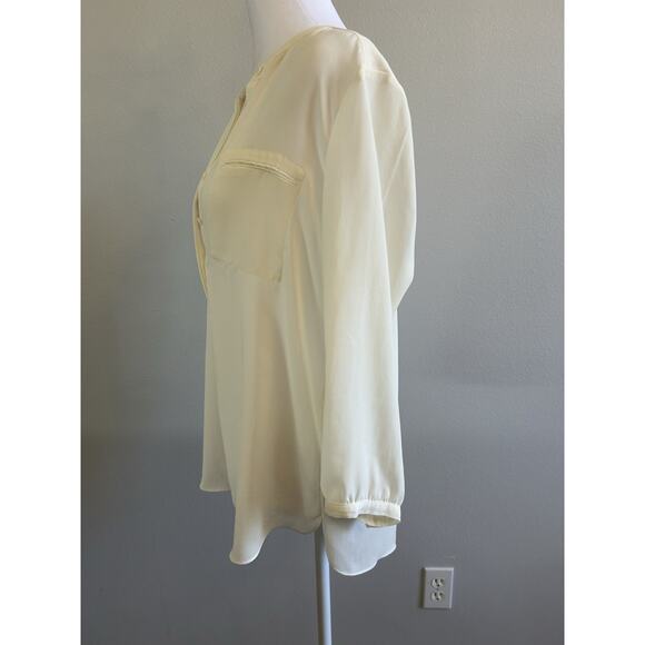 NYDJ Henley Pleat Blouse Small White Casual Business Resort Vacation Spring Top - Picture 9 of 10